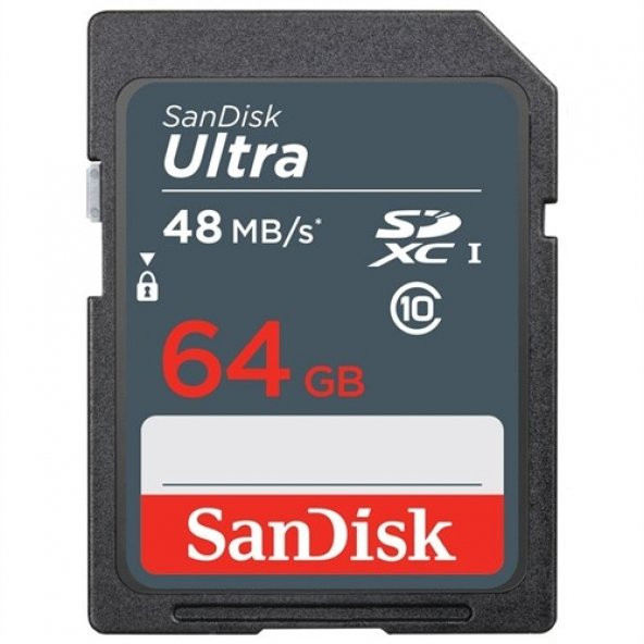 Sandisk Ultra 64GB SD Hafıza Kartı Class10 UHS-I 48MB/s SDSDUNB