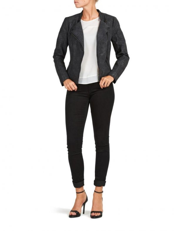 ONLY BAYAN DERİ CEKET 15102997 LEATHER BIKER - 2