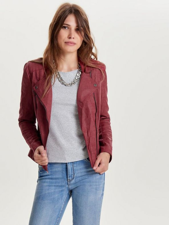 ONLY BAYAN DERİ CEKET 15102997 LEATHER BIKER - 9