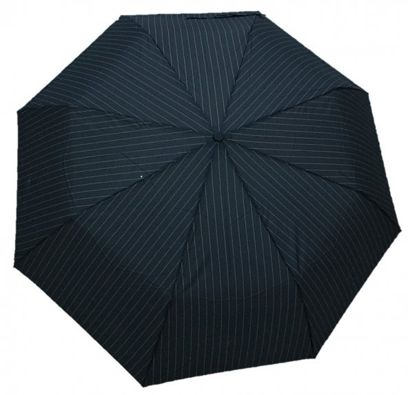 Zeus & Co Siyah Çizgili Rüzgarda Kırılmayan Otomatik Şemsiye