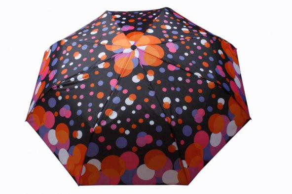 Zeus&Co. Renkli Noktalar Rüzgarda Kırılmayan Otomatik Şemsiye