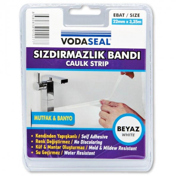 Vodaseal Küvet Lavabo Mutfak Sızdırmazlık Bantı Bandı 22mm*3,35mt