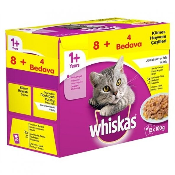 Whiskas Pouch Multipack Güveç Çeşitleri Yaş kedi Maması
