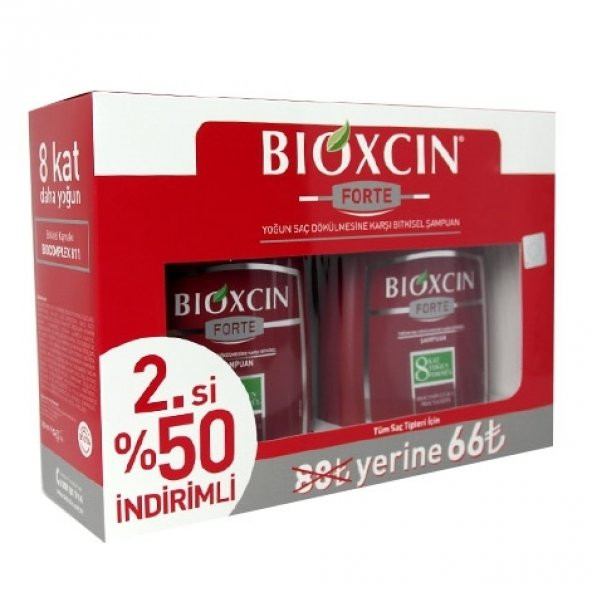 Bioxcin 2 Adet Forte Şampuan 300ml - İkincisi 50 İndirimli