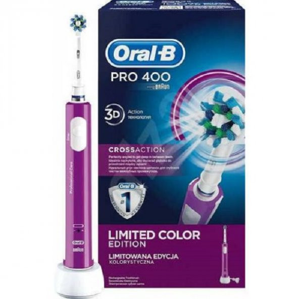 Oral-B Pro 400 Cross Action Şarjlı Diş Fırçası Mor