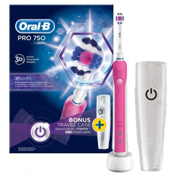 Oral-b Pro 750 Şarj Edilebilir Diş Fırçası Cross Action Pembe