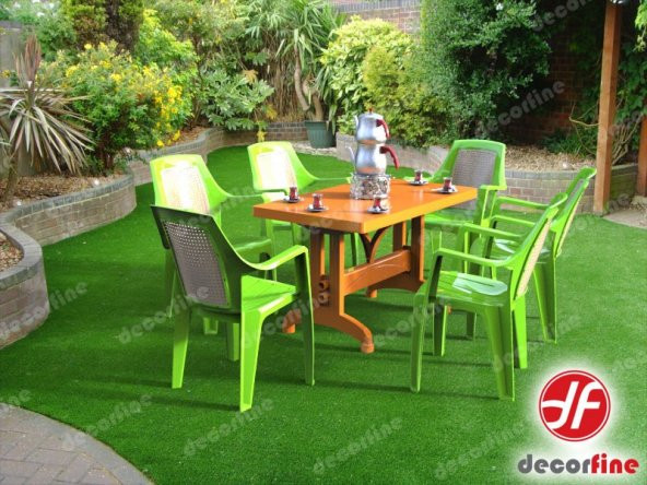 Decorfine Plastik Bahçe Masa Takımı 6 Adet Sandalye(Plastik Hasır