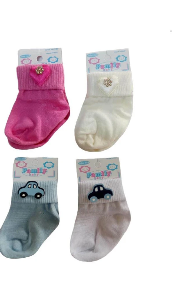 Yeni Doğan Süslü Bebek Çorabı Kız İçin 1 Çift