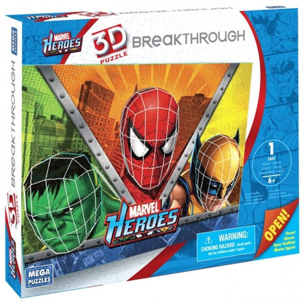 Mega Puzzles 110 Parça 3Boyutlu Breakthrough Marvel Heroes