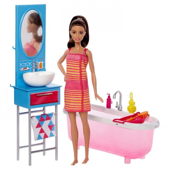 Barbie Bebek Ve Banyo Oyun Seti DVX53