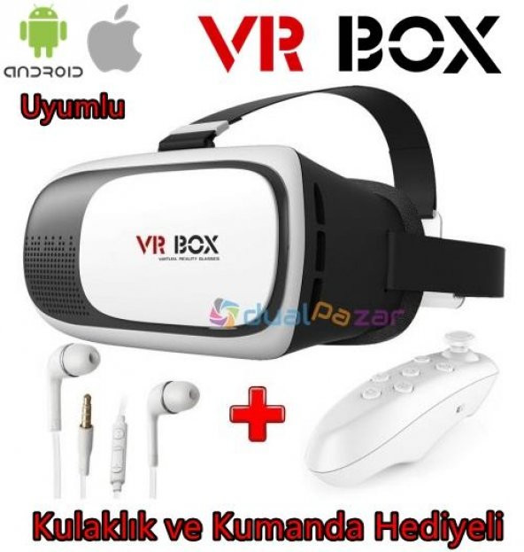 3D VR Box 3.1 Sanal Gerçeklik Gözlüğü Kulaklık ve Kumanda Hediyel