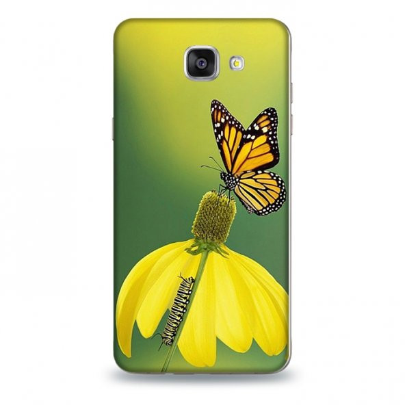 SAMSUNG A9 Kılıf Sarı Kelebek Desenli Kılıf