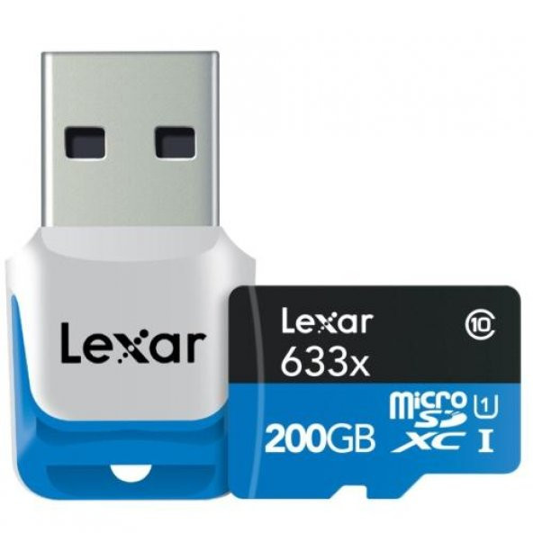 Lexar 200GB Micro SD Hafıza Kartı C10 UHS-I 95MB/s 633x