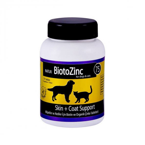 Natur Bioto Zinc Kedi ve Köpek Deri & Tüy Sağlığı İçin Vitamin 75 Tablet