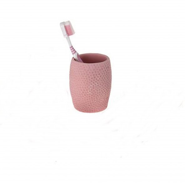 DT0082PB DİŞ FIRÇALIK''MACUNLUK PEMBE PETEK DESENLİ POLİRESİN 8X8X10CM 400ML ürün görseli