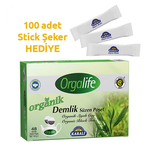 Orgalife Organik Demlik Poşet Siyah Çay 48li + 100 Stick Şeker Hediye