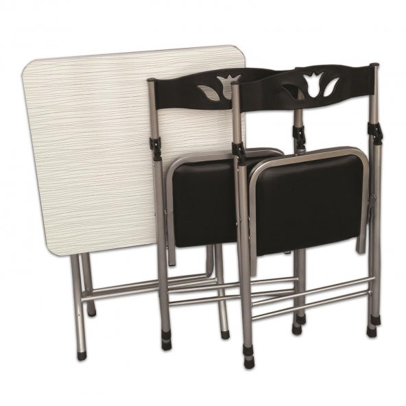 Katlanır Balkon Masa Sandalye Takımı -60x60BLK - 2