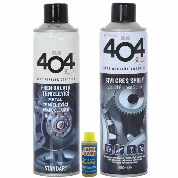 404 Bakım Seti: Sıvı Gres Yağı + Balata ve Genel Temizleme Spreyi