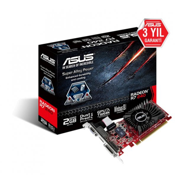 ASUS AMD 2GB R7 240 DDR3 128 Bit R7240-2GD3-L HDMI DVI-D