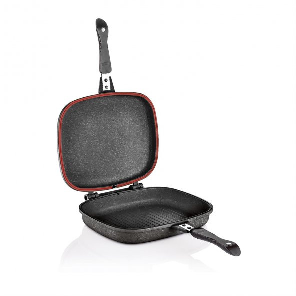 Schafer Granit Double Grill Pan 32 cm Çok Amaçlı Izgara Tavası - 2