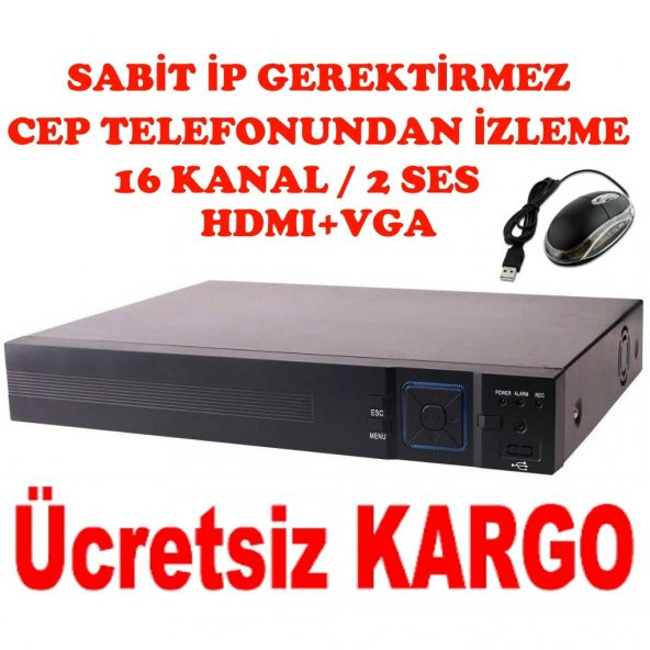 16 KANAL AHD HDCV HDMI+ VGA FULLHD DVR KAYIT CIHAZI GN-5116 Süper FİYAT !!