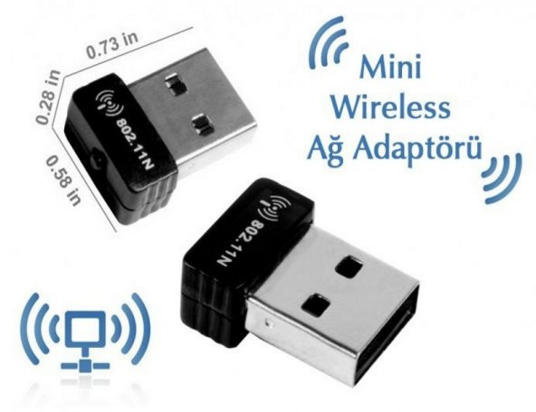 Mini USB Kablosuz (Wireless) Ağ Adaptörü 150Mbp