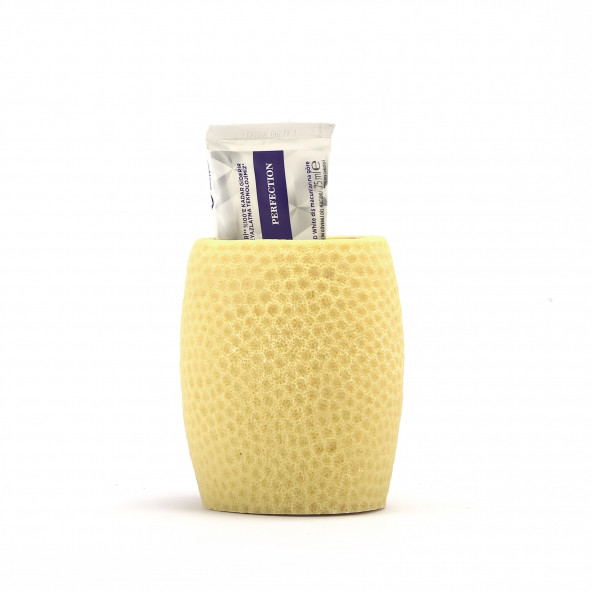 DT0082SB DİŞ FIRÇALIK''MACUNLUK SARI PETEK DESENLİ POLİRESİN 8X8X10CM 400ML - Resim 4