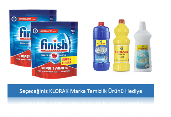 Finish Bulaşık Deterjanı Hepsi Bir Arada 90 Tablet 2li - Klorak