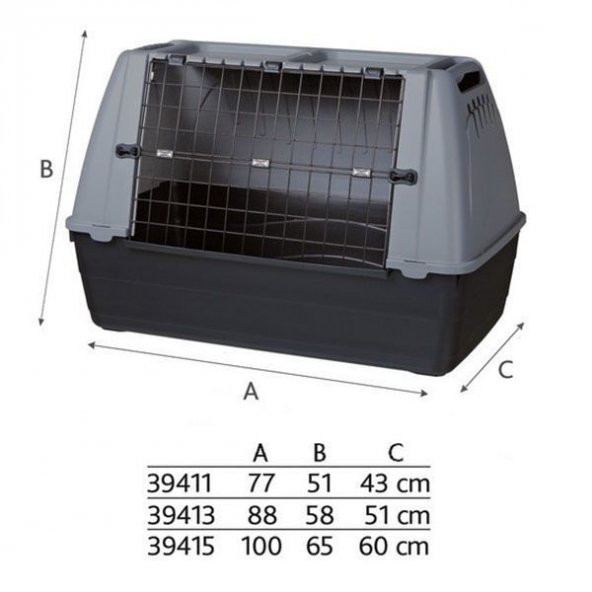 Trixie Metal Kapılı Plastik Köpek Taşıma Kafesi M-L 100x65x60 cm