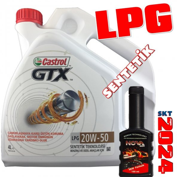 Castrol GTX LPG 20W-50 4 Litre Lpgli Araç Motor Yağı+Benzin Katkı