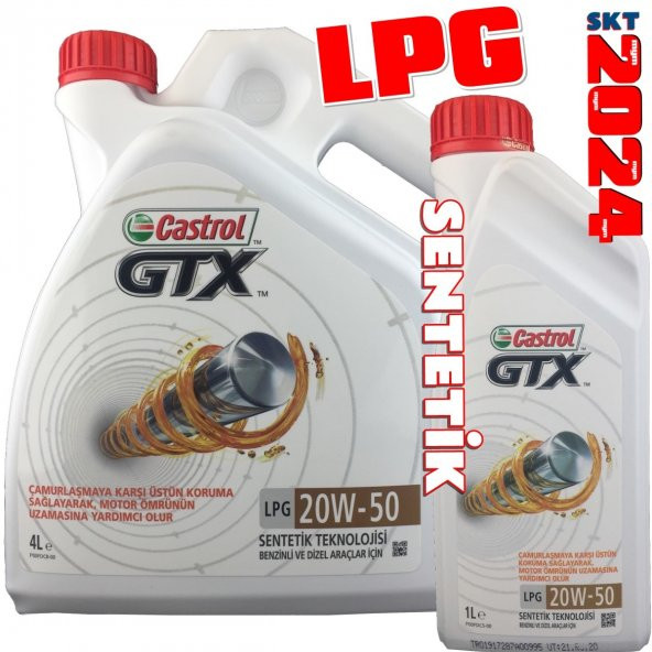 Castrol GTX LPG 20W-50 4+1=5  Litre Lpgli Araç Motor Yağı