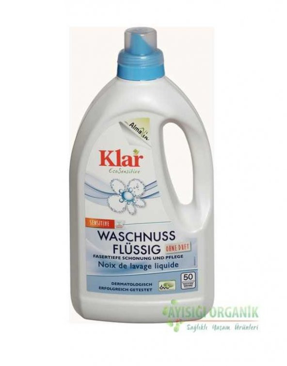 Klar Organik Çamaşır Yıkama Sıvısı Waschnuss Beyaz ve Renkli 1,5l