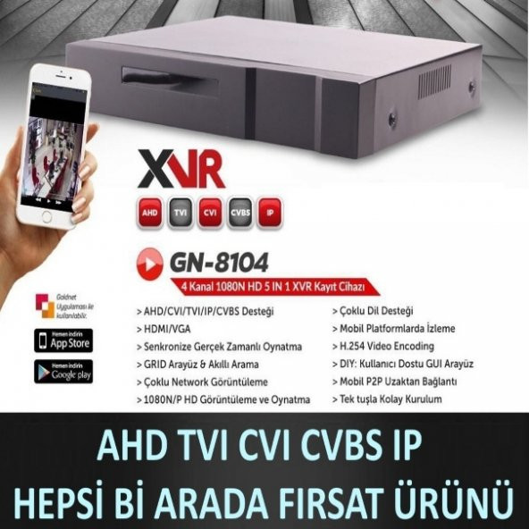 4 Kanal 1080N HD 5 IN 1XVR AHD+ANALOG+İP Kayıt Cihazı