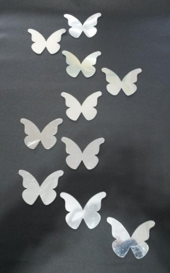 Kelebekler 1 mm Dekoratif Ayna Sticker 10 adet Tek Ebat