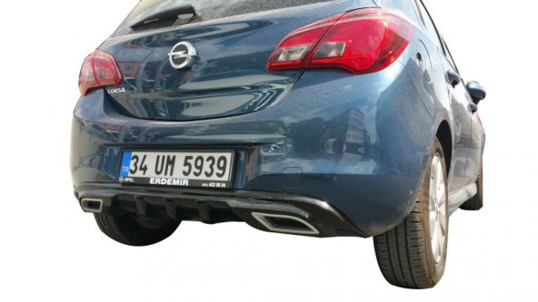 Opel Corsa E 2014 Sonrası Egzoz Görünümlü Arka Tampon Eki - Difüz
