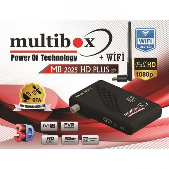 Multibox MB-2025 HD Plus Uydu Alıcısı +Wifi + 1 Yıl Youcam Hediyeli