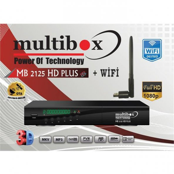 Multibox MB-2125 HD Plus Uydu Alıcısı + Wifi + 1 Yıl Youcam Hediyeli