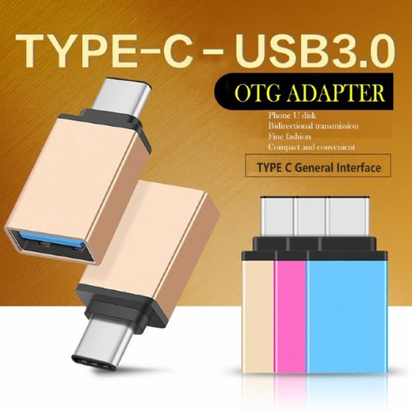 TYPE-C USB 3.0 TO USB DÖNÜŞTÜRÜCÜ İÇİN OTG METAL KASA SİYAH RENK