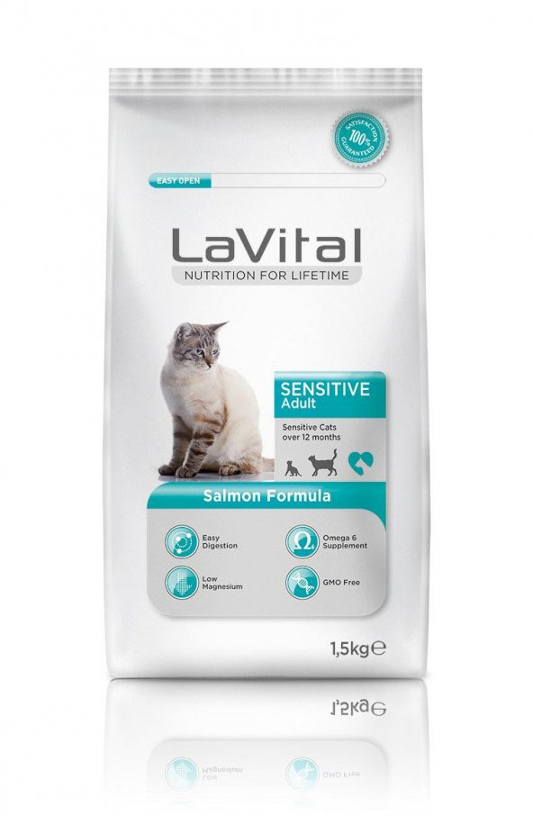 Lavital Sensitive Somonlu Hassas Açık Kedi Maması 1 Kg SKT:11/201