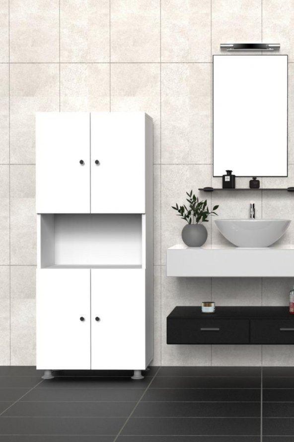 Mimilos D8 4 Kapaklı 4 Raflı Orta Bölmeli Banyo Dolabı - 2