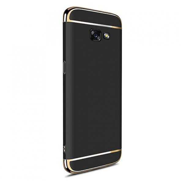FitCase Samsung A7 2017 Golden Frame Arka Kapak Siyah