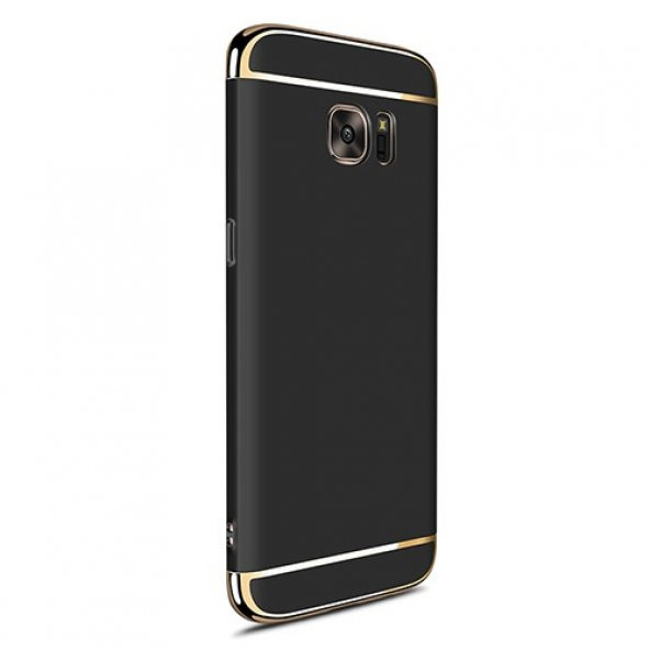 FitCase Samsung S7 EDGE Golden Frame Arka Kapak Siyah