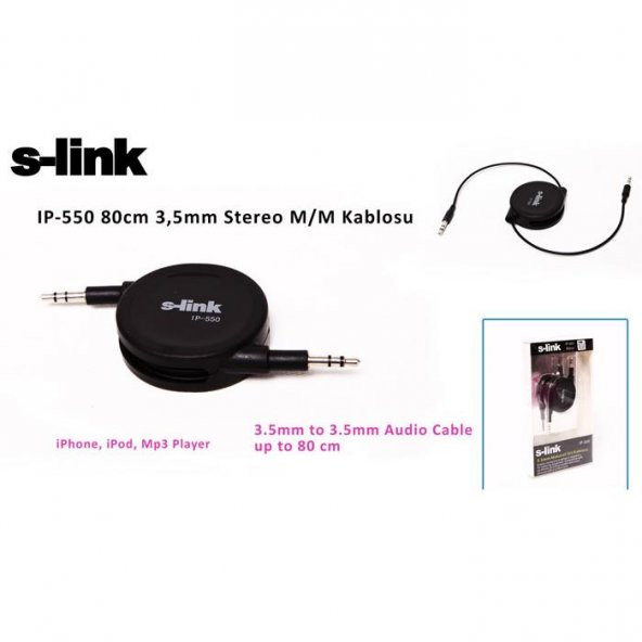 S-link IP-550 80cm 3,5mm Stereo M/M Kablosu