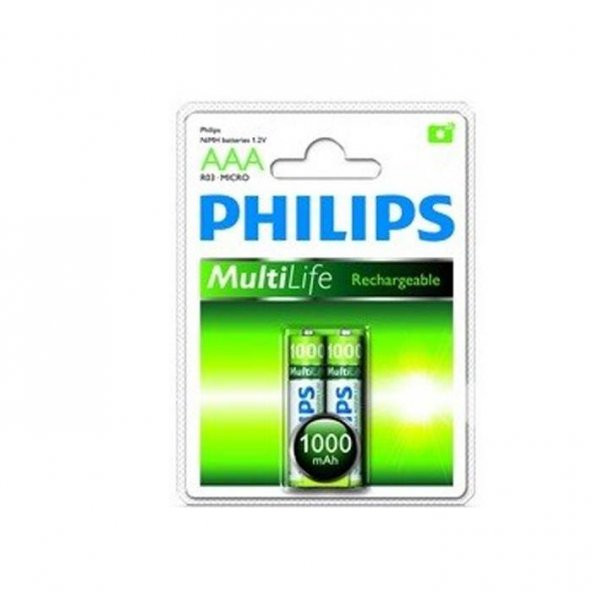 Philips R03B2A100/97 2li Şarj Edilebilir İnce Pil