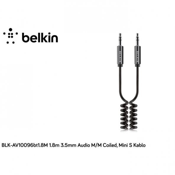 Belkin BLK-AV10096bt1.8M 1.8m 3.5mm Audio M/M Coiled, Mini S Kablo