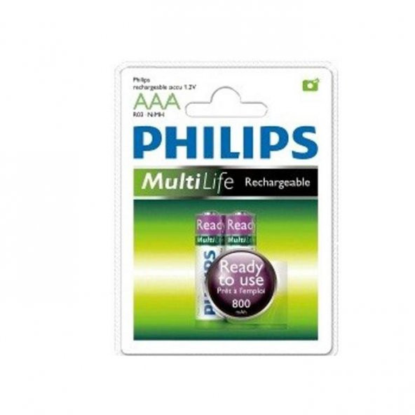 Philips R03B2RTU8/10 2li Şarjlı RTU İnce Pil