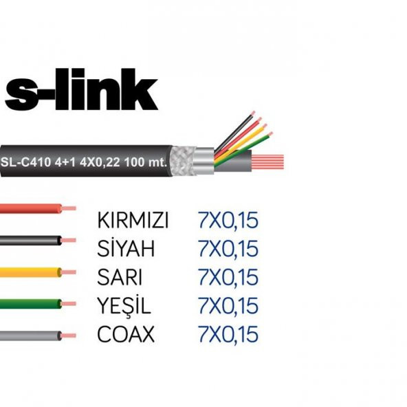 S-link SL-C410 4+1 Folyolu 100M CCTV Kablo
