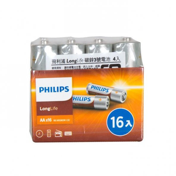 Philips R6L16F/97 Longlife AA 16 lı Kalem Pil