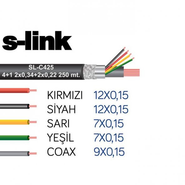 S-link SL-C425 4+1 Folyolu 250M CCTV Kablo