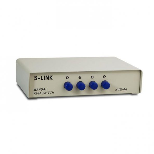 S-Link KVM-4A 4 Port VGA+PS2 1.8 M/F Kablosuz Manuel Kvm Switch